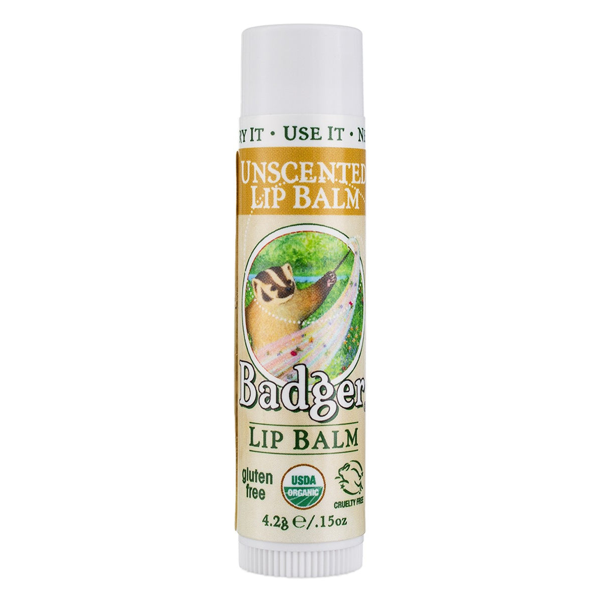 Unscented Lip Balm Stick - Nourishing Organic Olive & Beeswax, 0.15 oz