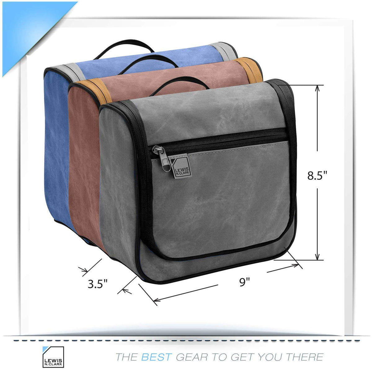Brushed Twill Hanging Toiletry Bag Travel Organizer for Cosmetics & Personal Items