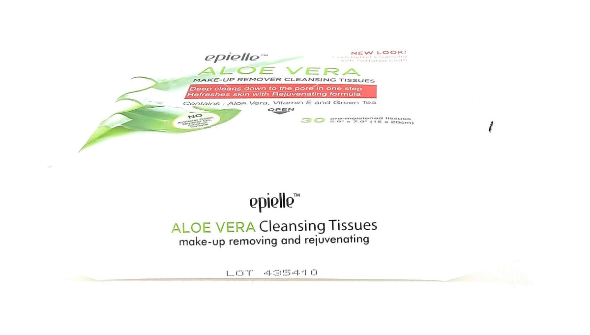 Makeup Remover Tissues Aloe Vera Vitamin E Green Tea 2 Pack - Hypoallergenic & Gentle