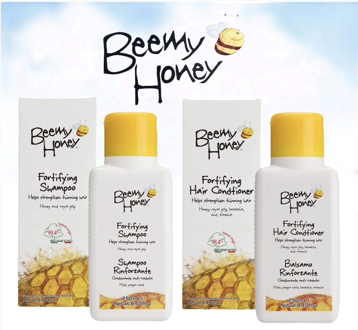 BeeMy Honey Fortifying Shampoo & Conditioner 8.45 oz Thin Hair Made