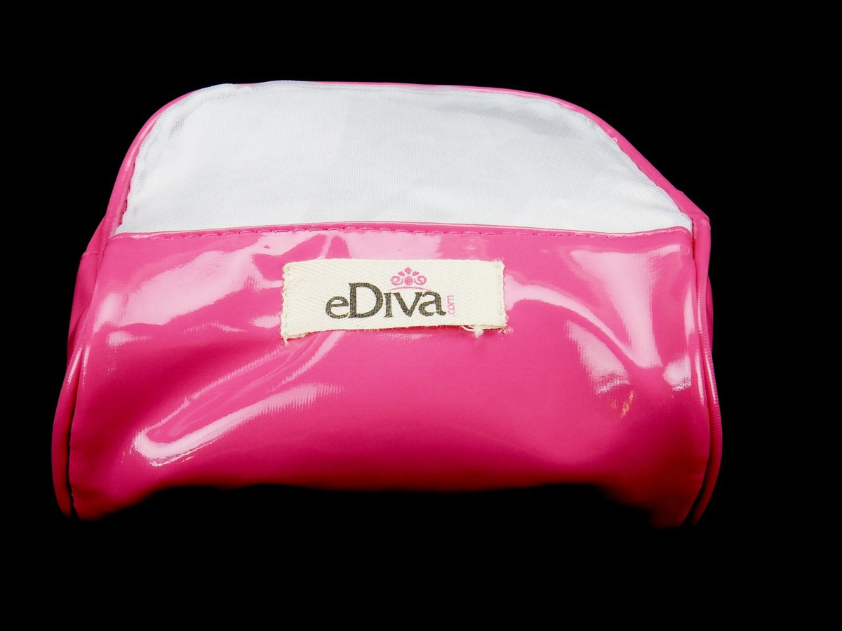 Set of 2 Vinyl Makeup Pouches - Fuschia Shell with Sheer Side Panels