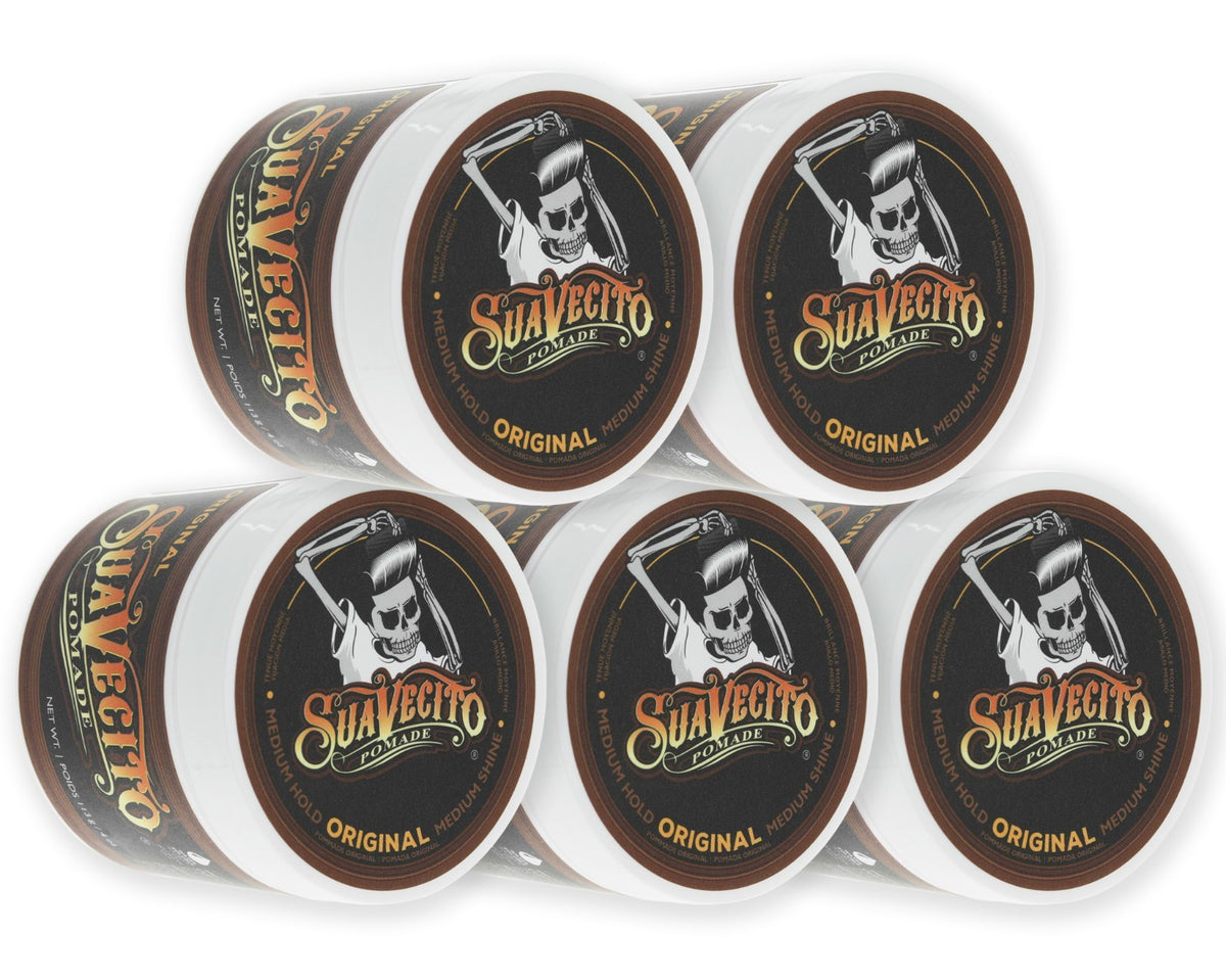 Suavecito Original Hold Pomade 5 Pack - Water-Based Strong Hold Styling