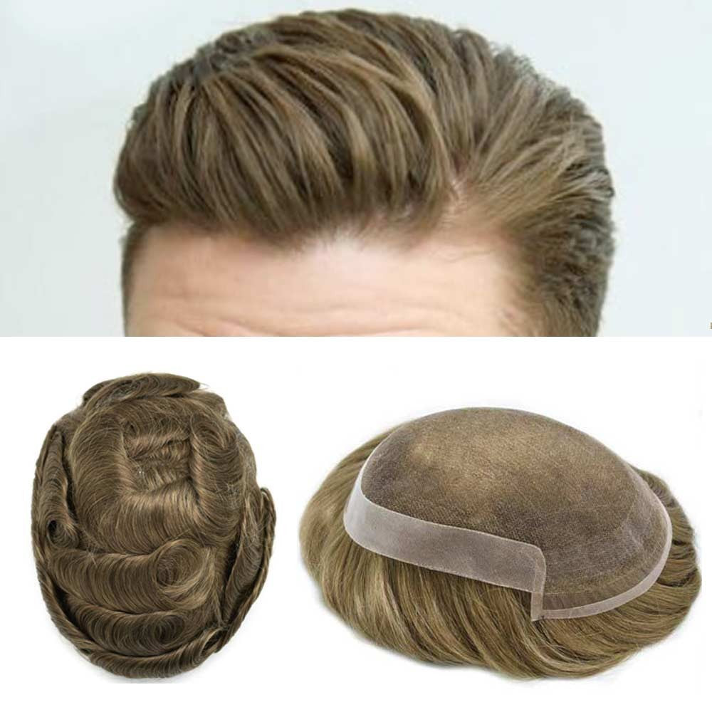 French Lace Front Mens Hair Replacement System Human Hair Toupee