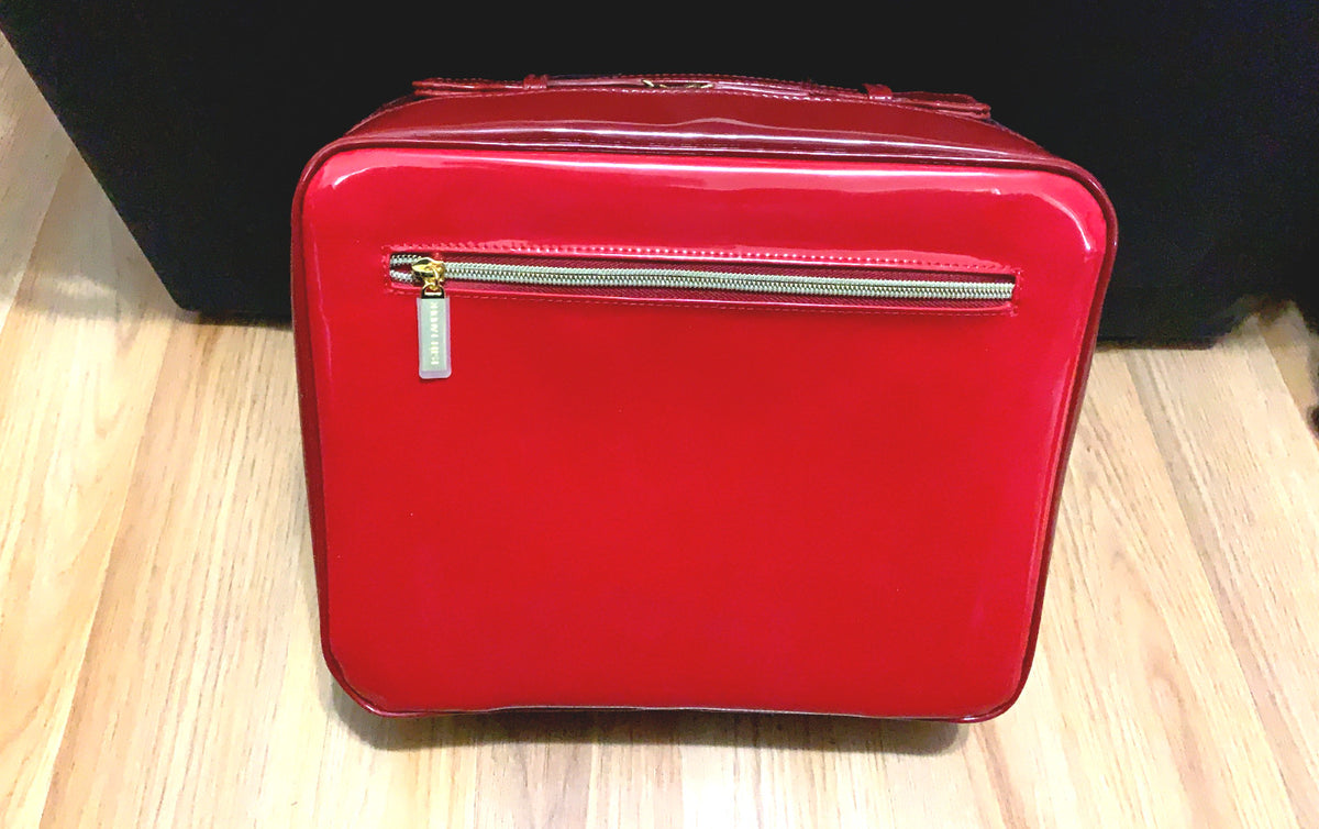 Large Red Cosmetic Bag 12x10x4.5 Inches Travel Makeup Organizer