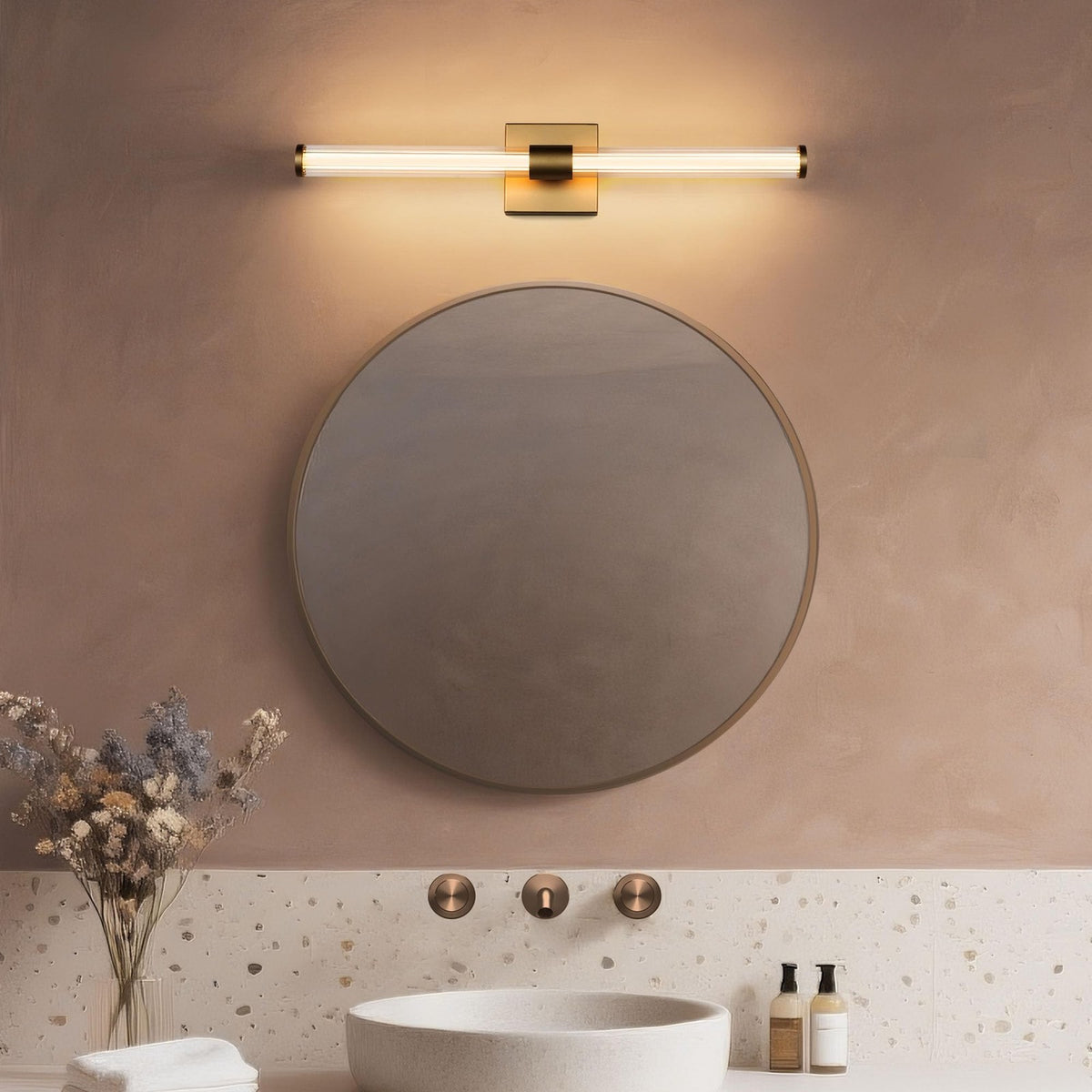 25in Modern Gold Vanity Light Fixture for Bathroom Mirror - Dimmable LED Wall Sconce