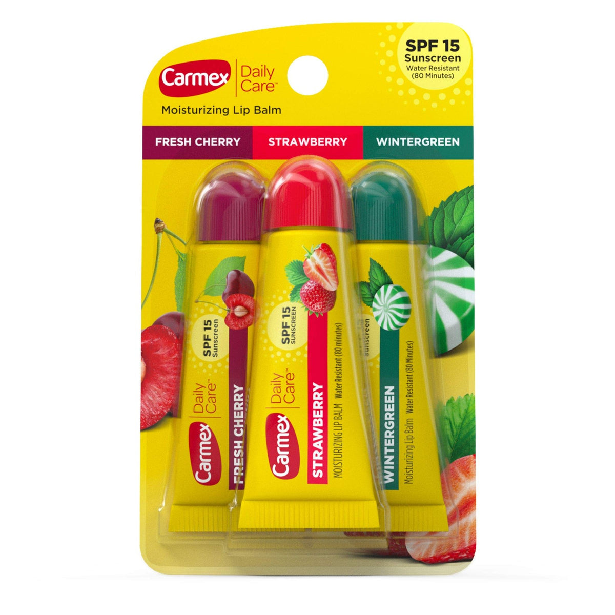 Moisturizing Lip Balm Pack with SPF 15 - Cherry, Strawberry & Wintergreen
