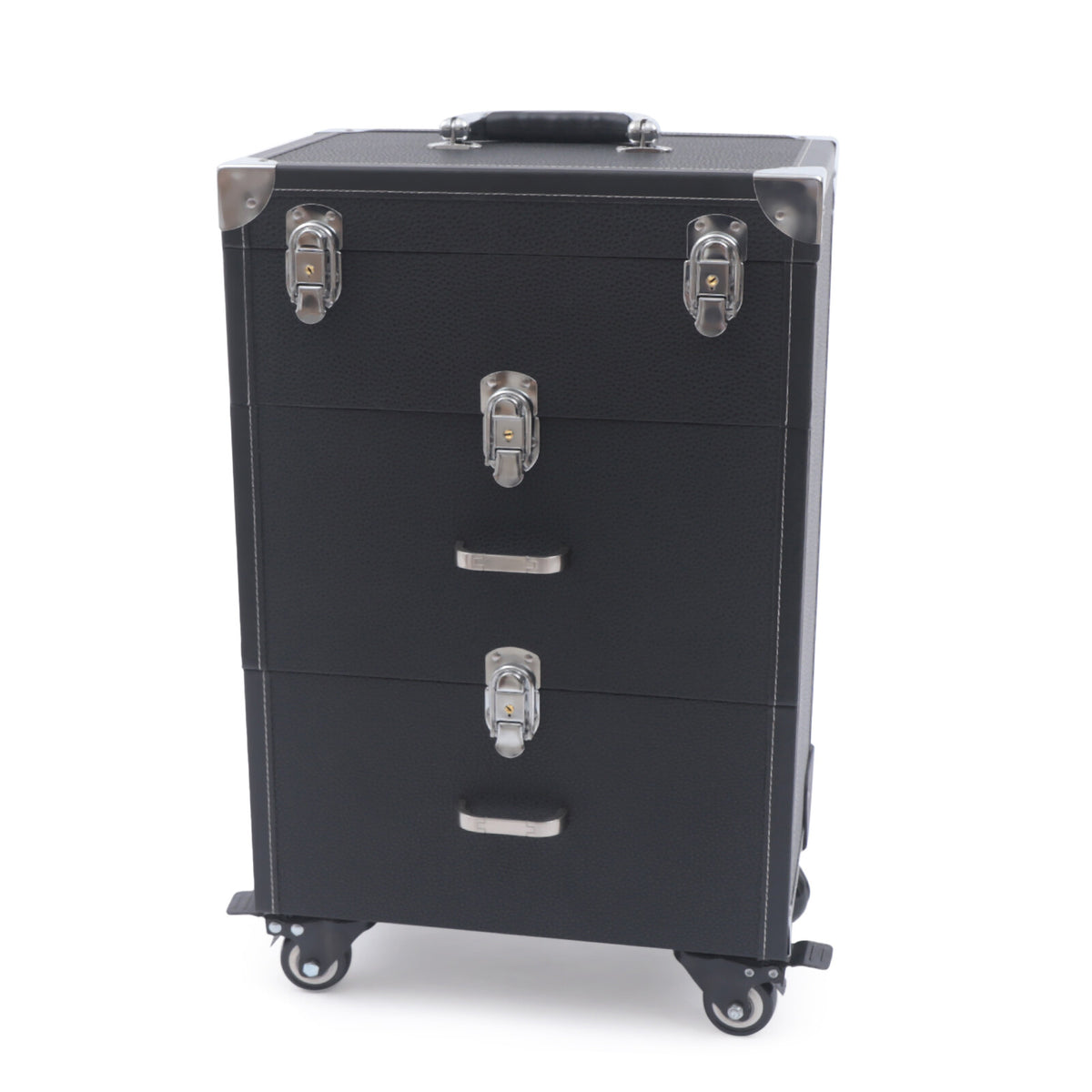 3-Tier Rolling Makeup Organizer Case with Wheels for Cosmetics and Nail Polish Storage