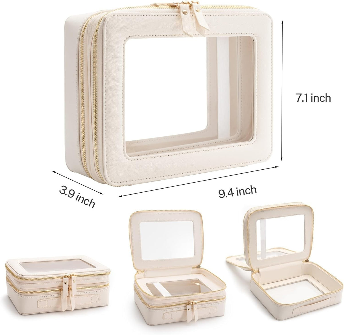 Clear Double Layer Makeup Bag with Leather Travel Case
