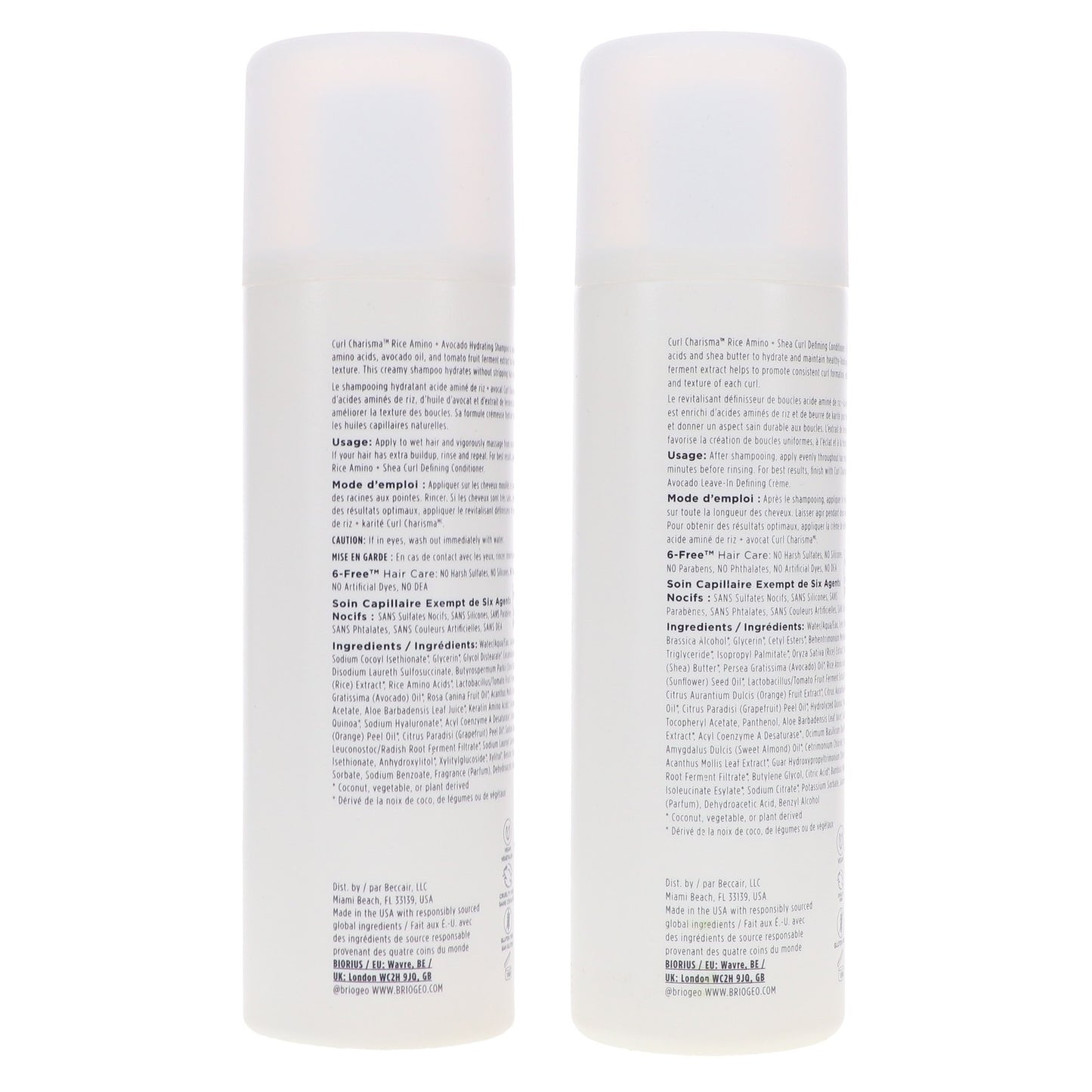 Hydrating Shampoo & Conditioner Set for Curly Hair - Rice Amino & Avocado 8 oz
