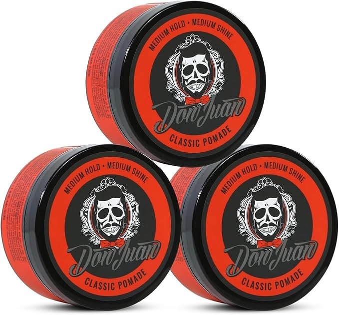 Don Juan Medium Hold & Shine Pomade - Water-Based 4oz Pack of 3
