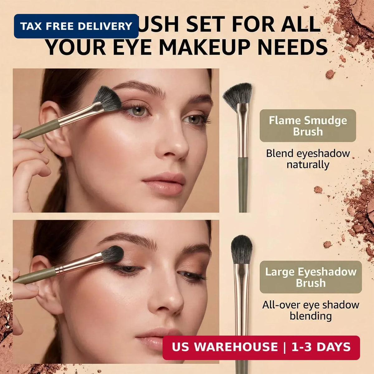 Professional Eye Makeup Brush Set - 5 Pcs Eyeshadow & Eyebrow Brushes