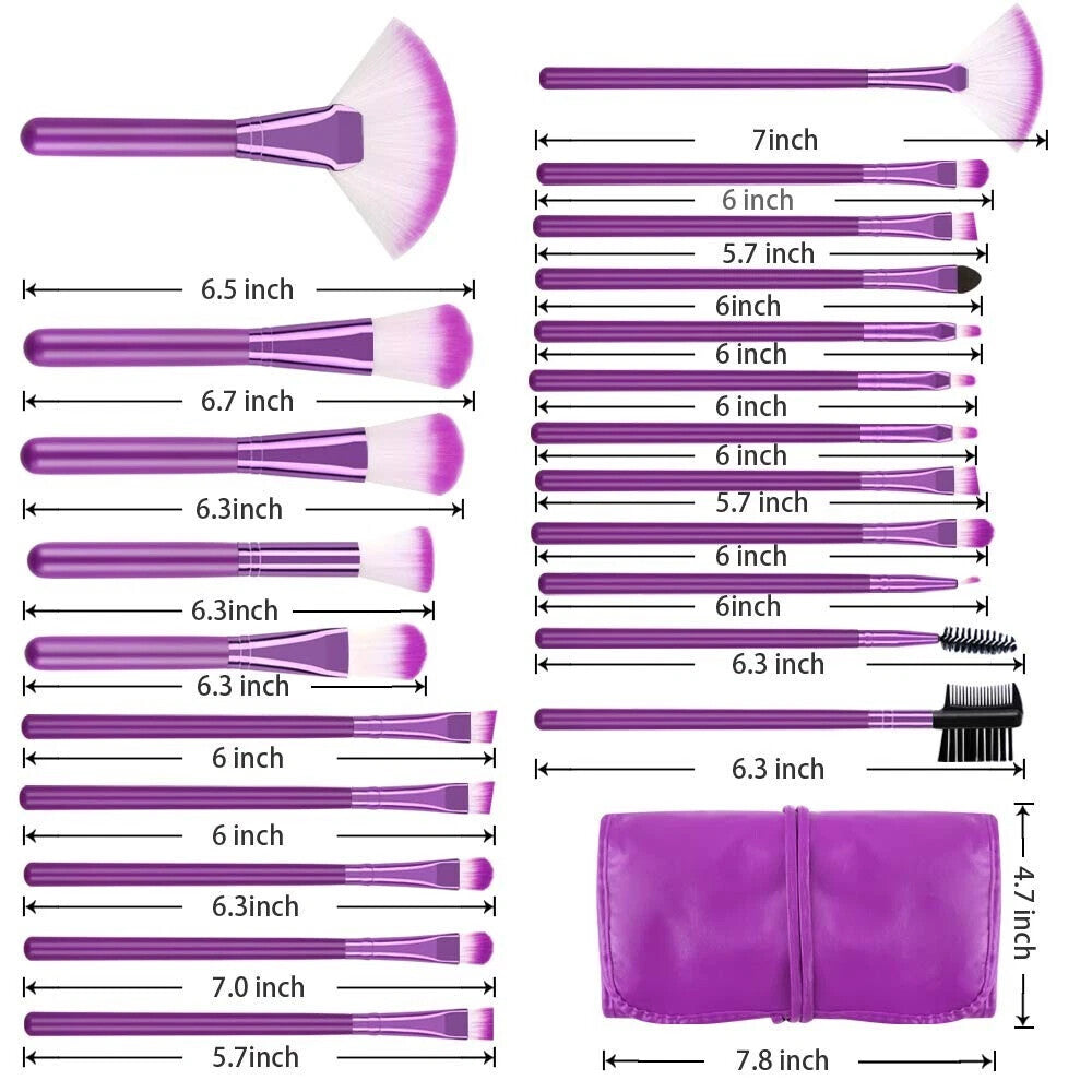 22Pcs Professional Makeup Brush Set with Case - Powder, Foundation, Eyebrow & Blush Brushes