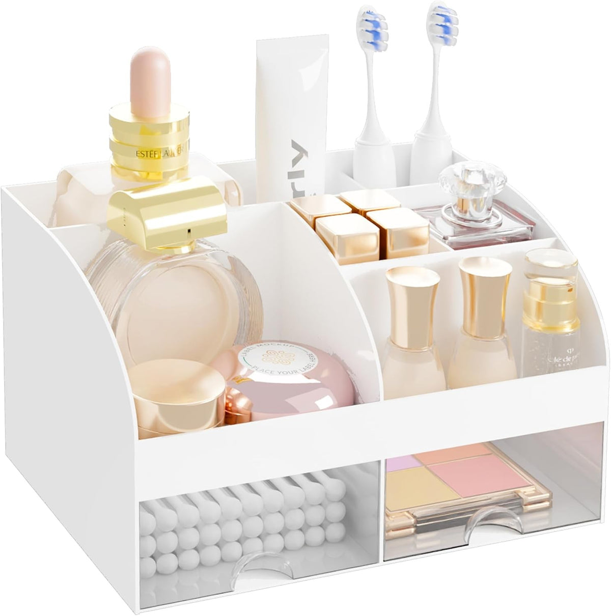Makeup Organizer with 2 Drawers - Cosmetic Storage for Vanity & Dresser