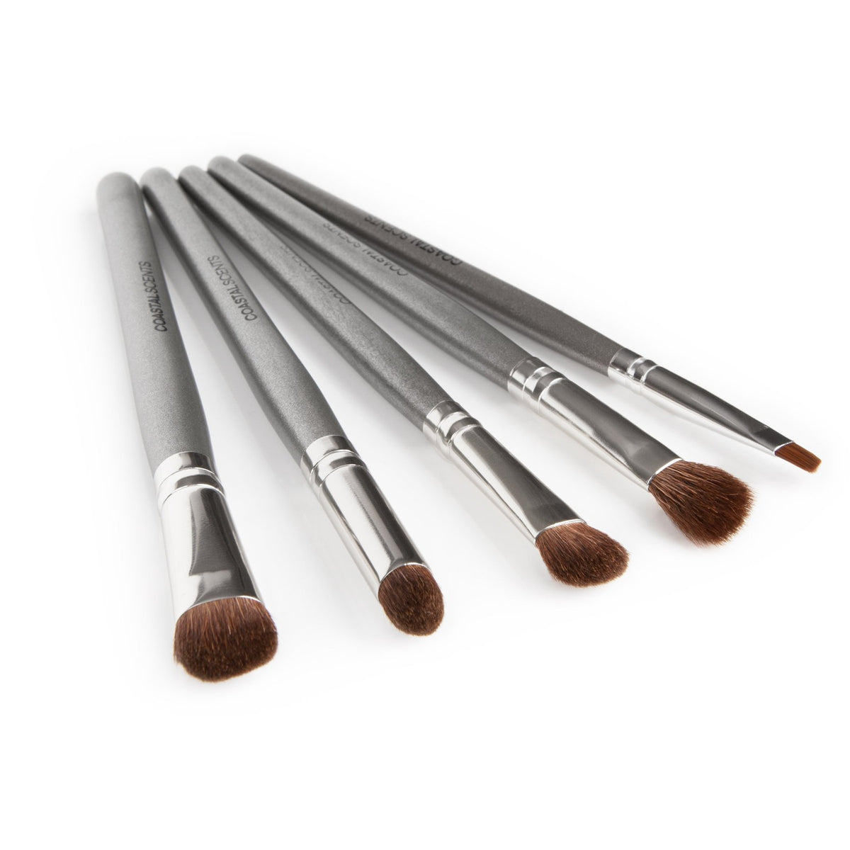 Makeup Brush Set for Smoky Eyes - 5pc Professional Eye Makeup Brushes with Gunmetal Handles