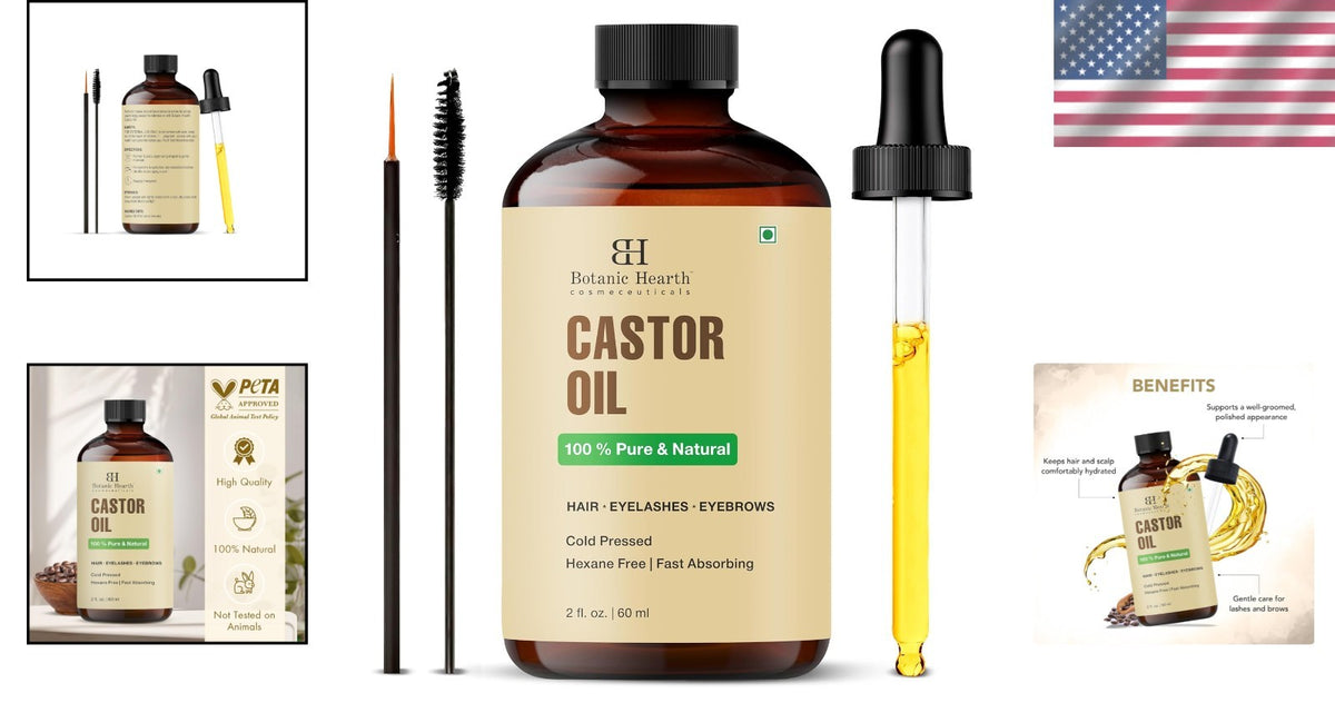 Pure Castor Oil Hair Treatment for Frizz Control and Nourishment - 2 Fl Oz