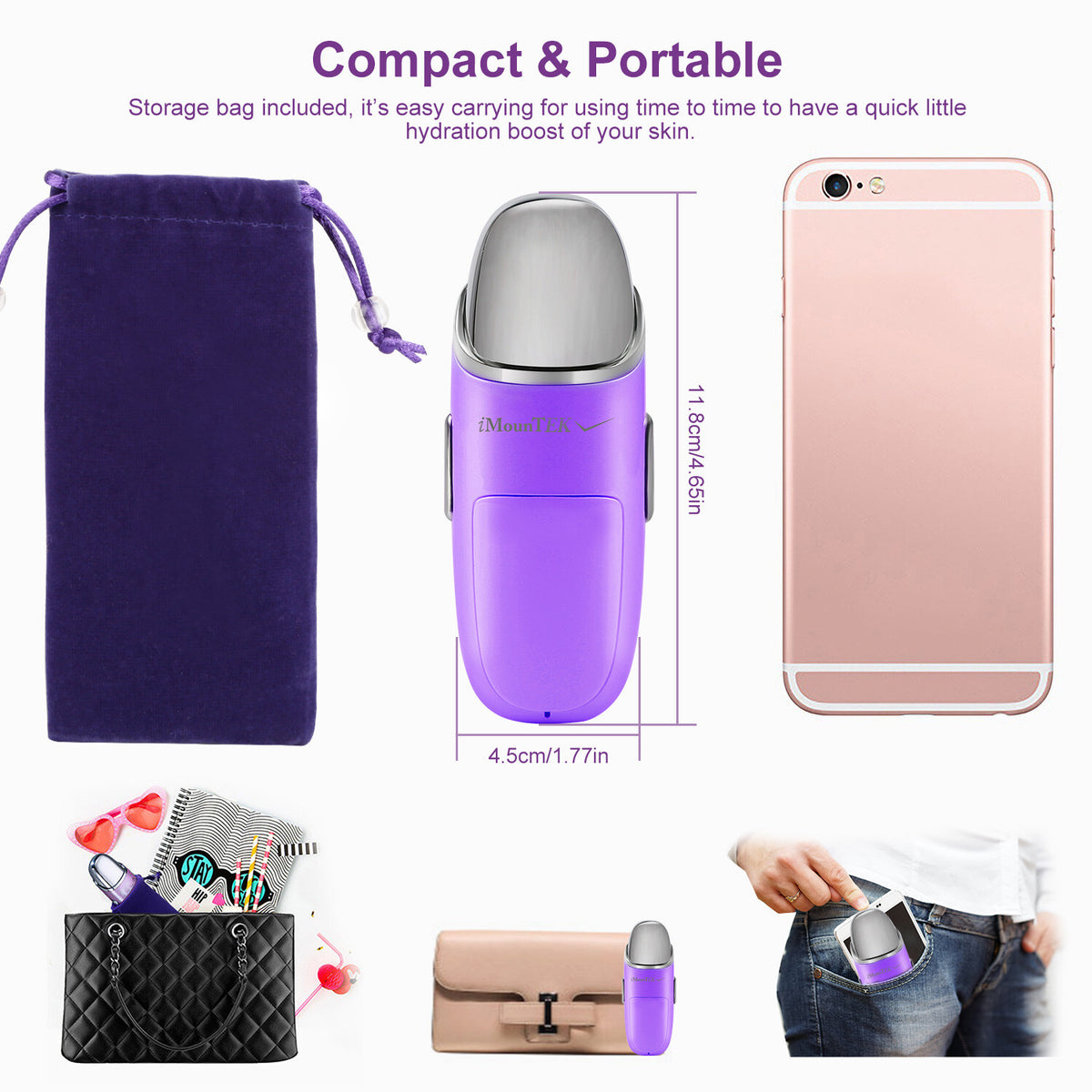 Nano Facial Mist Sprayer with Massage - Portable Hydrating Facial Mister