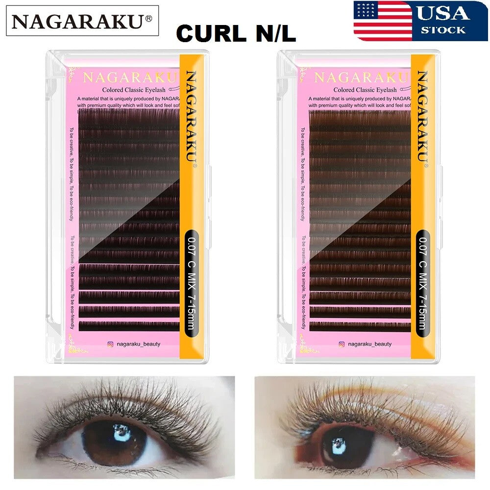 Natural Synthetic Mink Individual False Eyelashes 16 Rows Brown N/L