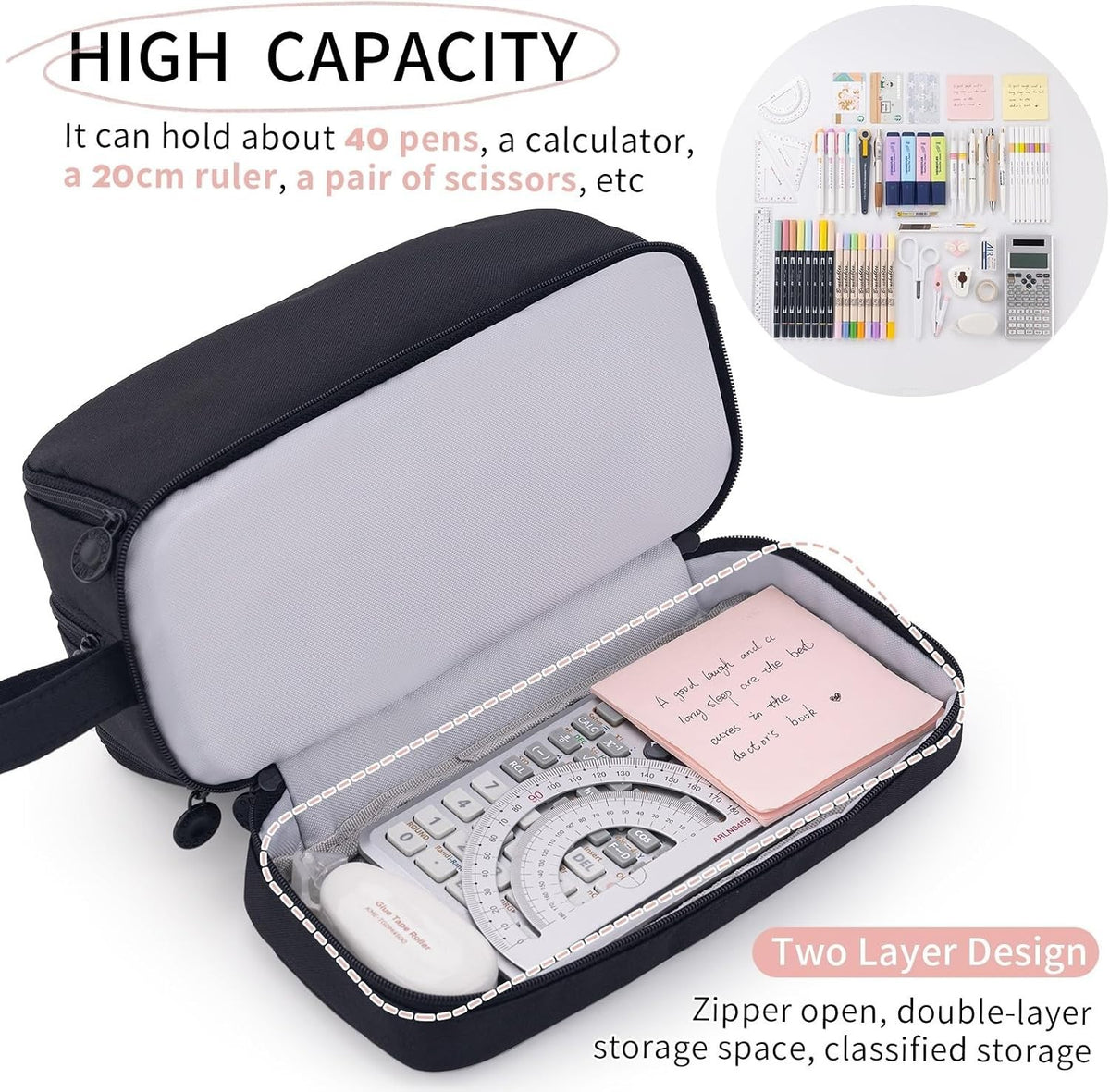 Multi-Compartment Pencil Case - 4 Slots for School & Office Supplies
