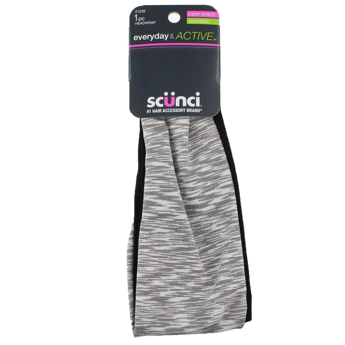 Scunci Everyday & Active Reversible Super Stretch Headwrap, 1ct, NEW
