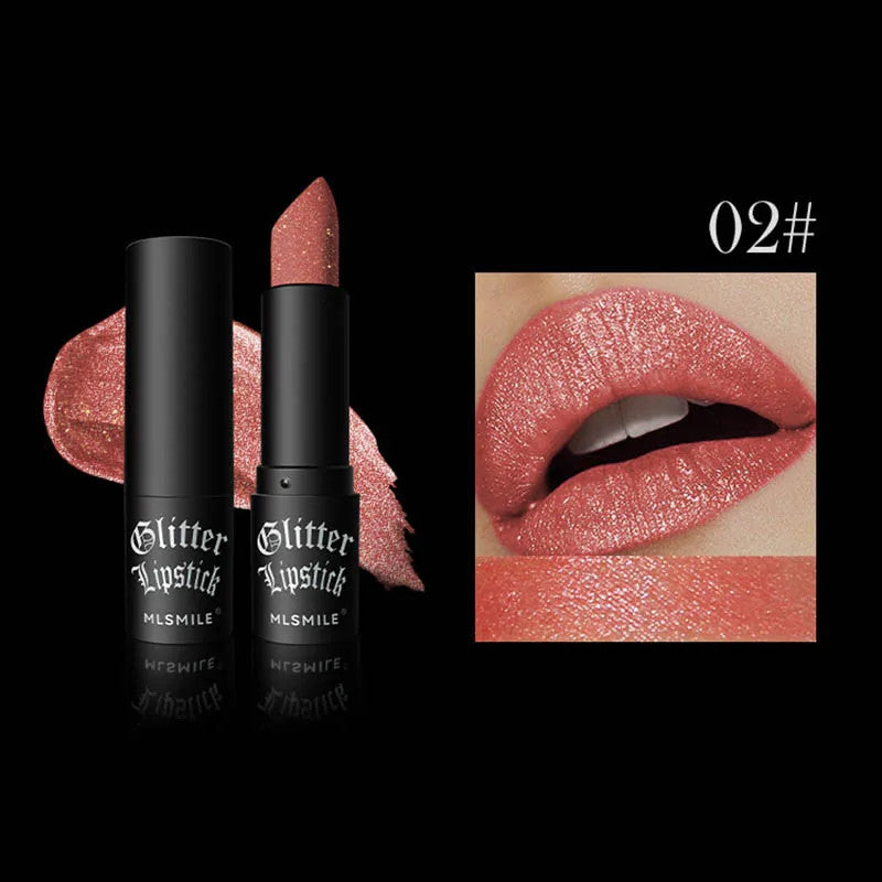 Waterproof Long-Lasting Diamond Pearlescent Lipstick - Metallic Lip Makeup