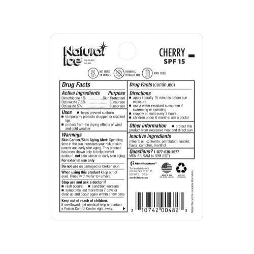 Medicated Lip Balm SPF 15 Cherry - Cooling, Soothing Protection, Pack of 12