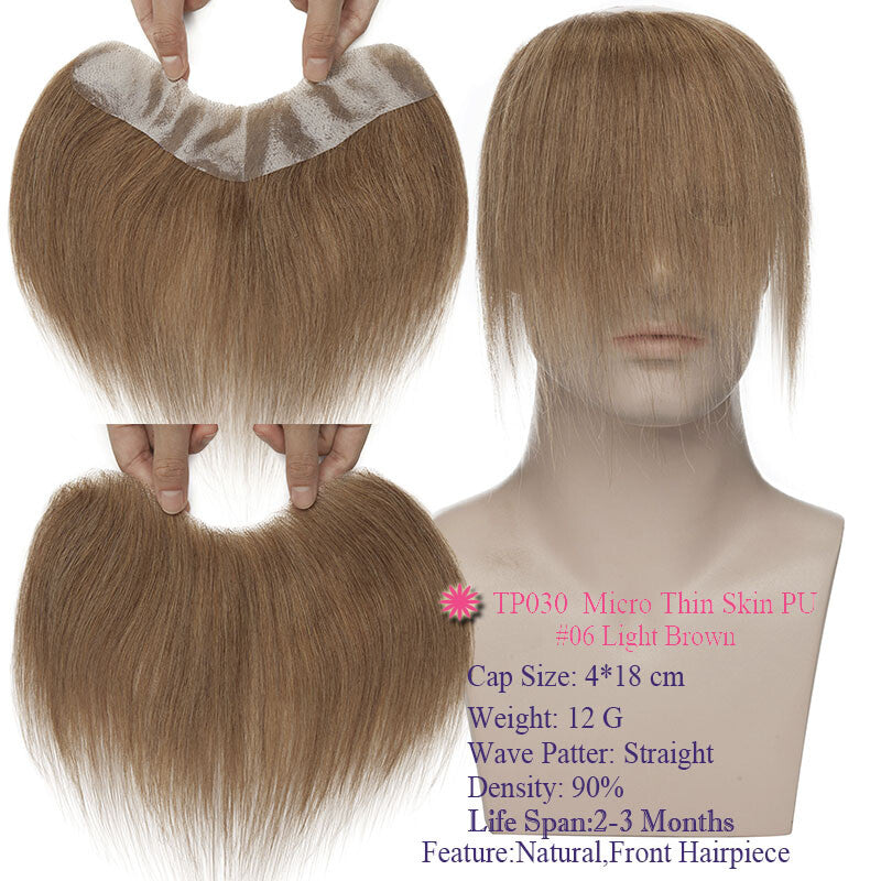Super Thin Skin Men's Human Hair Toupee Hair Replacement System - Natural Look