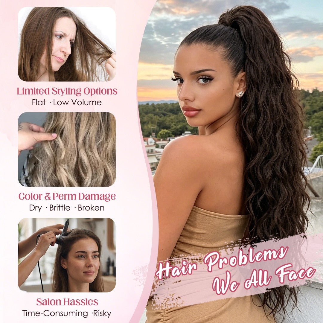 Thick & Long Clip-In Ponytail Hair Extensions with Claw Clip - Natural Human Hair