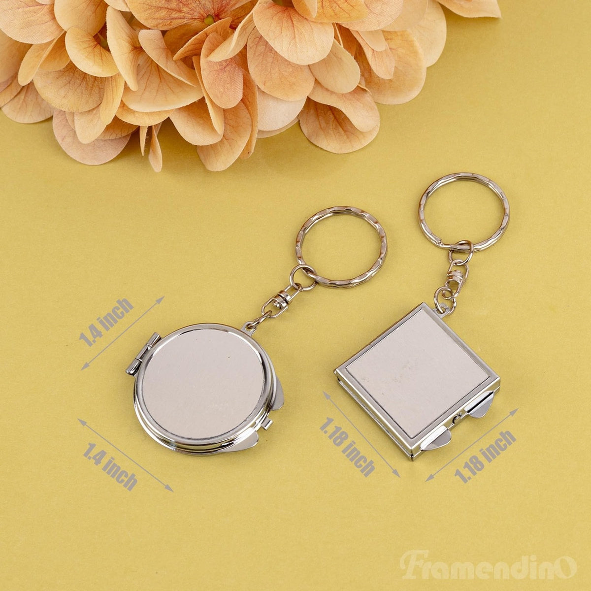 Sublimation Compact Mirror Blanks 6 Pack - Pocket Folding Keychain, Square & Round, Silver