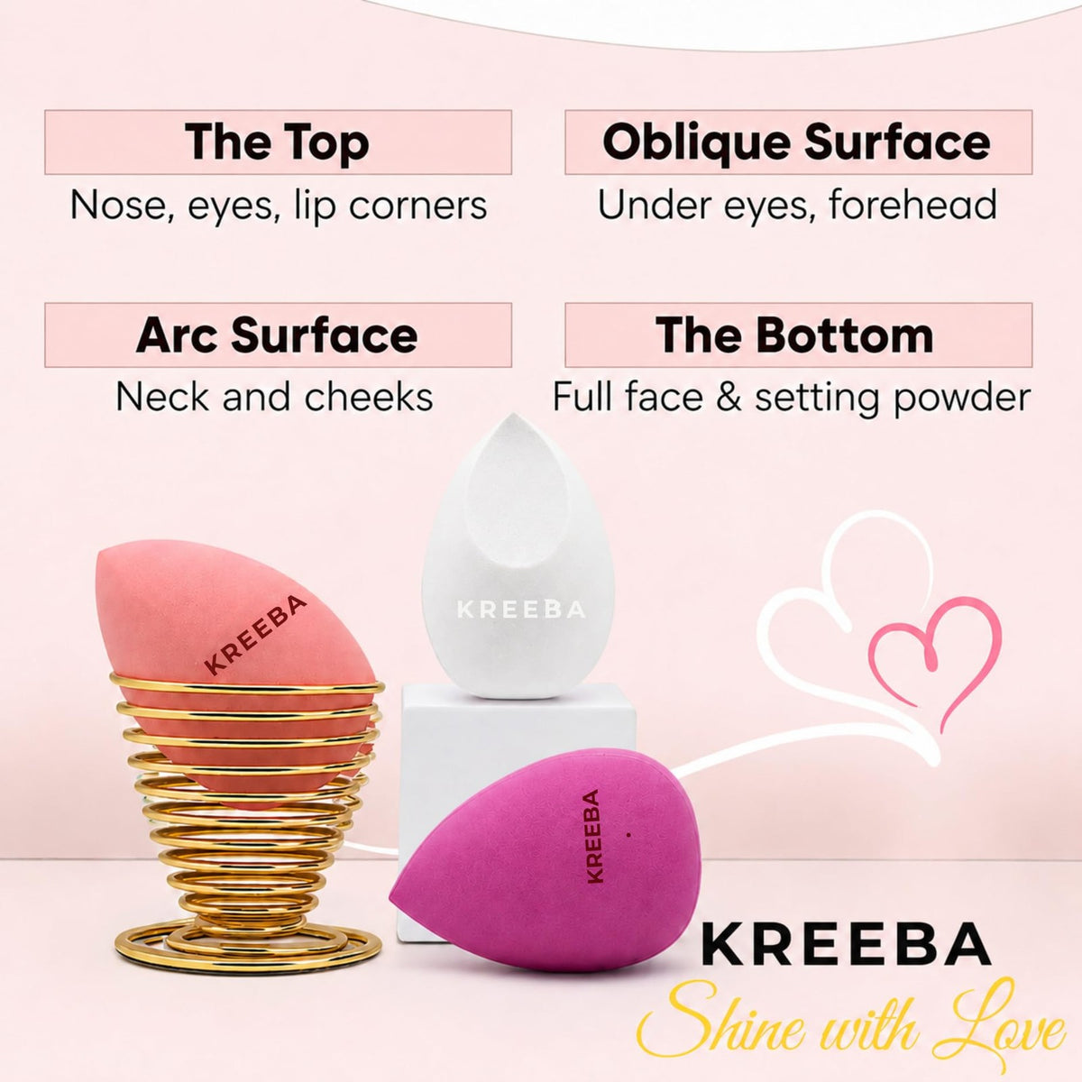 3-Piece Makeup Sponge Set with Travel Case and Drying Stand - Pink & White
