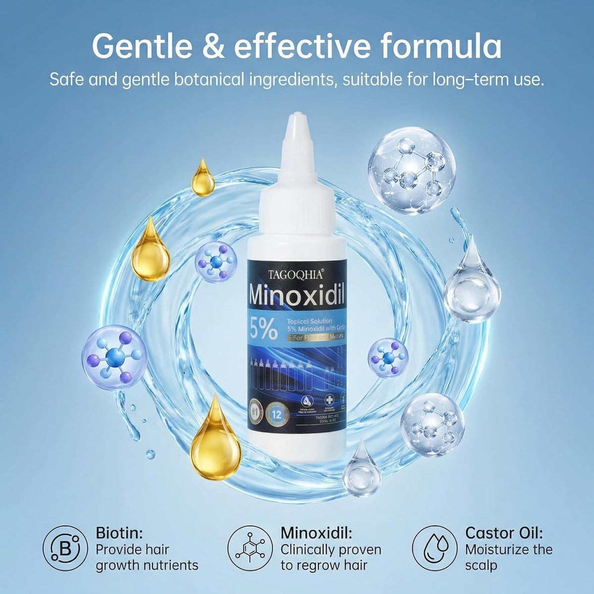 5% Minoxidil for Men Hair Regrowth - 9 Pack with Roller & Brush