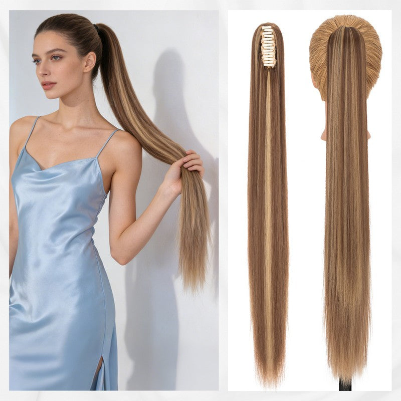 Long Ponytail Hair Extension with Claw Clip - 30 Inch Synthetic Hairpiece