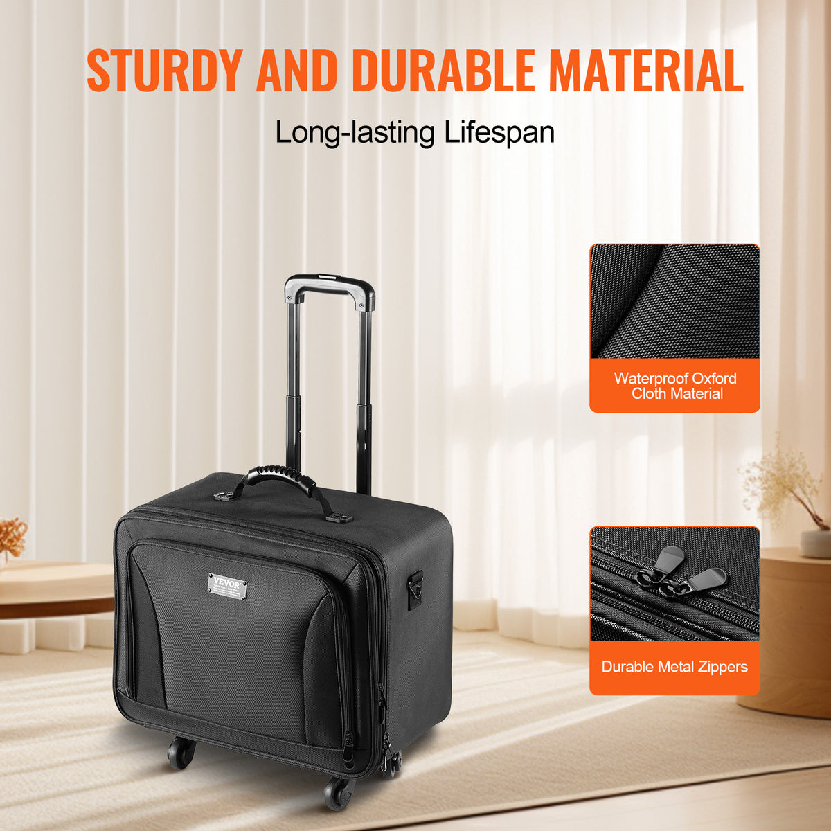 Large Capacity Rolling Makeup Train Case with Wheels & Handle