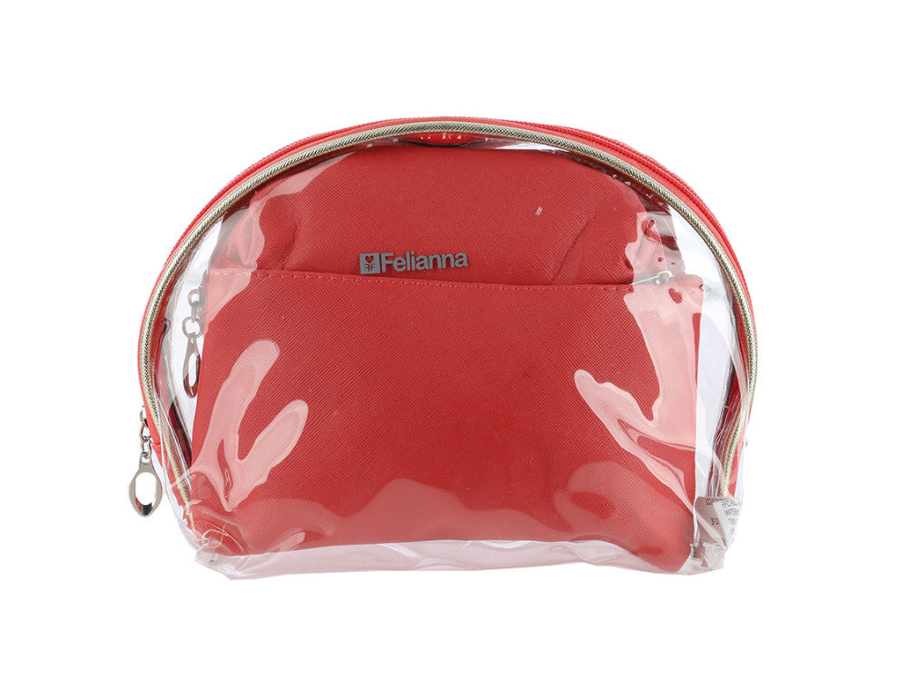 3 Pc Vinyl Makeup Cosmetic Bag Set with Zipper Closure