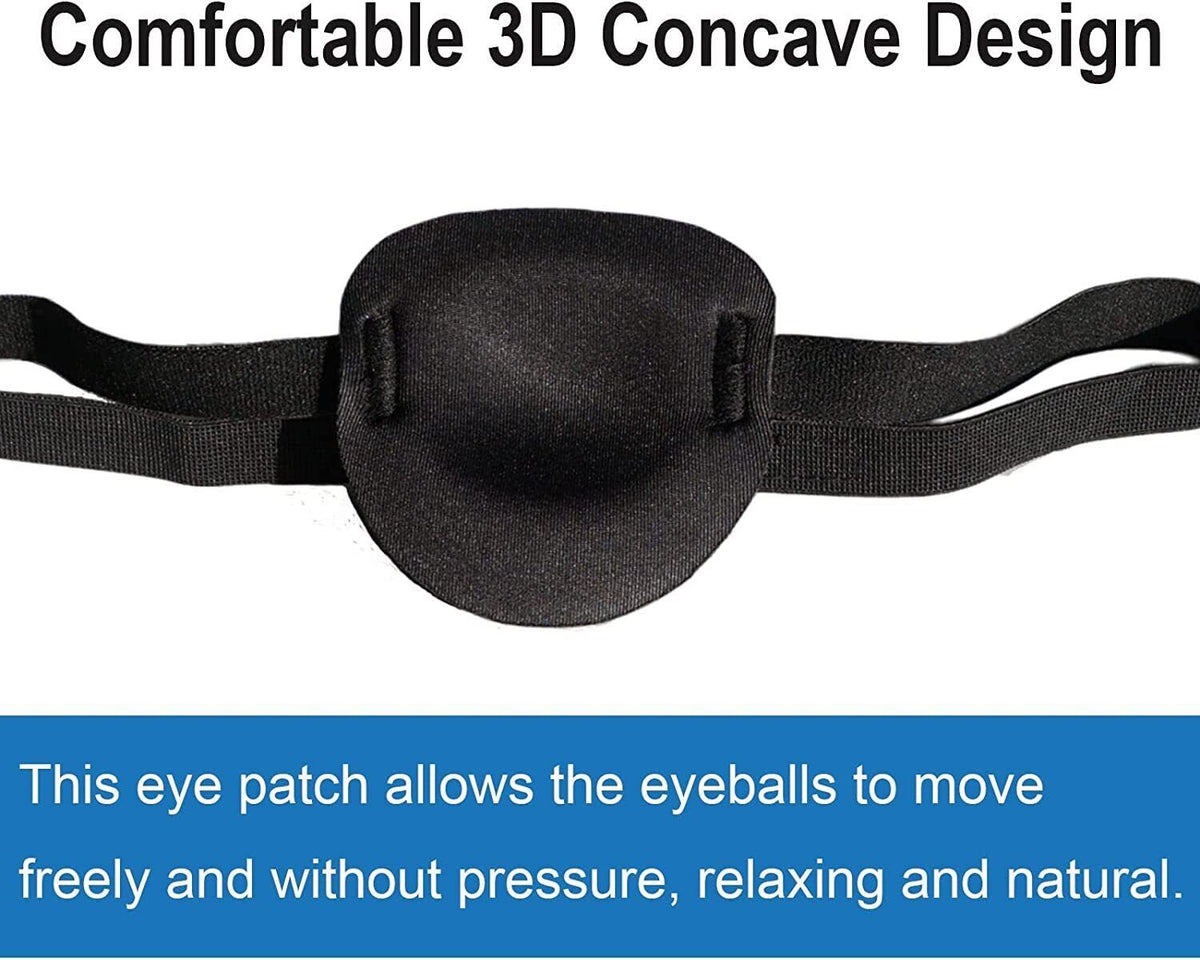 Adjustable 3D Eye Patch for Lazy Eye - Black Right Eye, 2 Pack