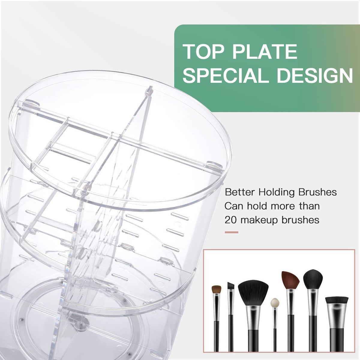 Rotating Makeup Organizer with Adjustable Trays and Large Capacity