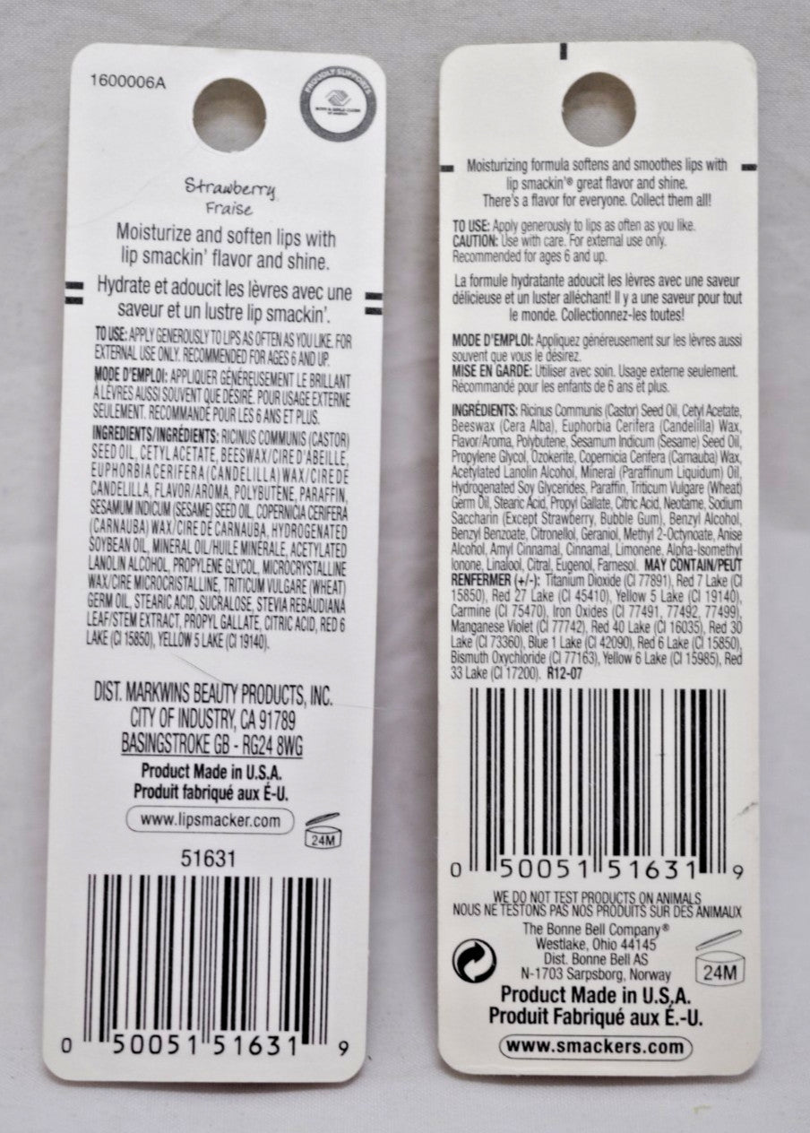 Lip Smacker Strawberry Lip Balm Set - 2 Pack, Nostalgic Flavored Moisturizer