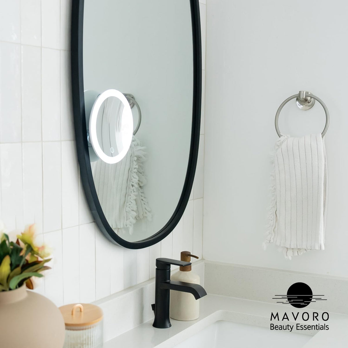 6.8-Inch LED Magnifying Mirror with 10X Magnification and Suction Mount