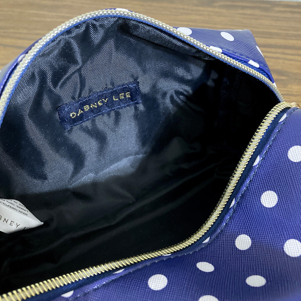 Polka Dot Cosmetic Bag Travel Organizer 7-Inch PVC Blue