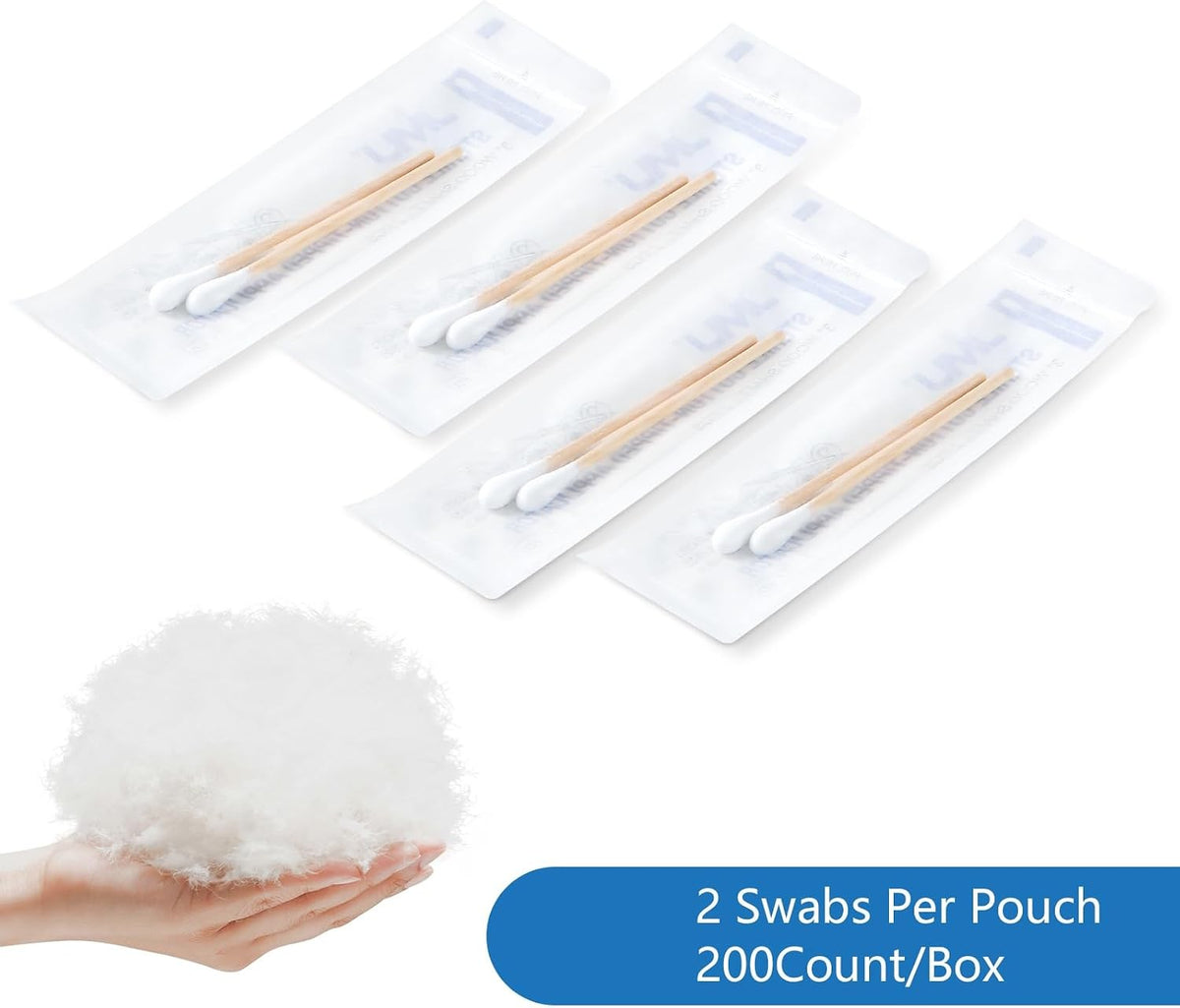 Sterile Cotton Swabs 3 Inch Medical Wood Shaft Applicators - 200 Count