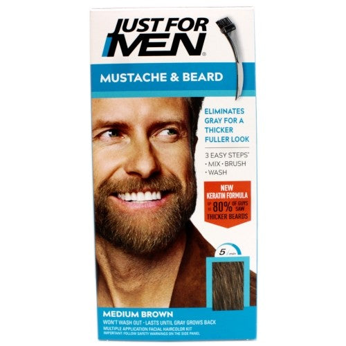 Mustache & Beard Brush-In Color Gel, Medium Brown