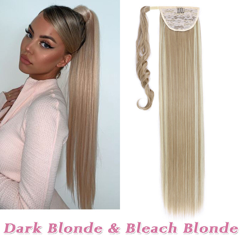 Clip-In Thick Hair Ponytail Extension - Real Human Hair, Various Lengths & Colors