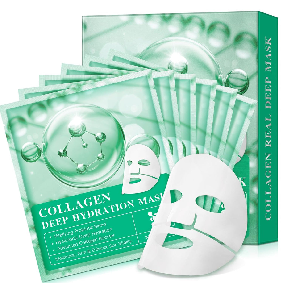 Hydrating Collagen Face Mask Set for Firming & Pore Minimizing - 6 Pack