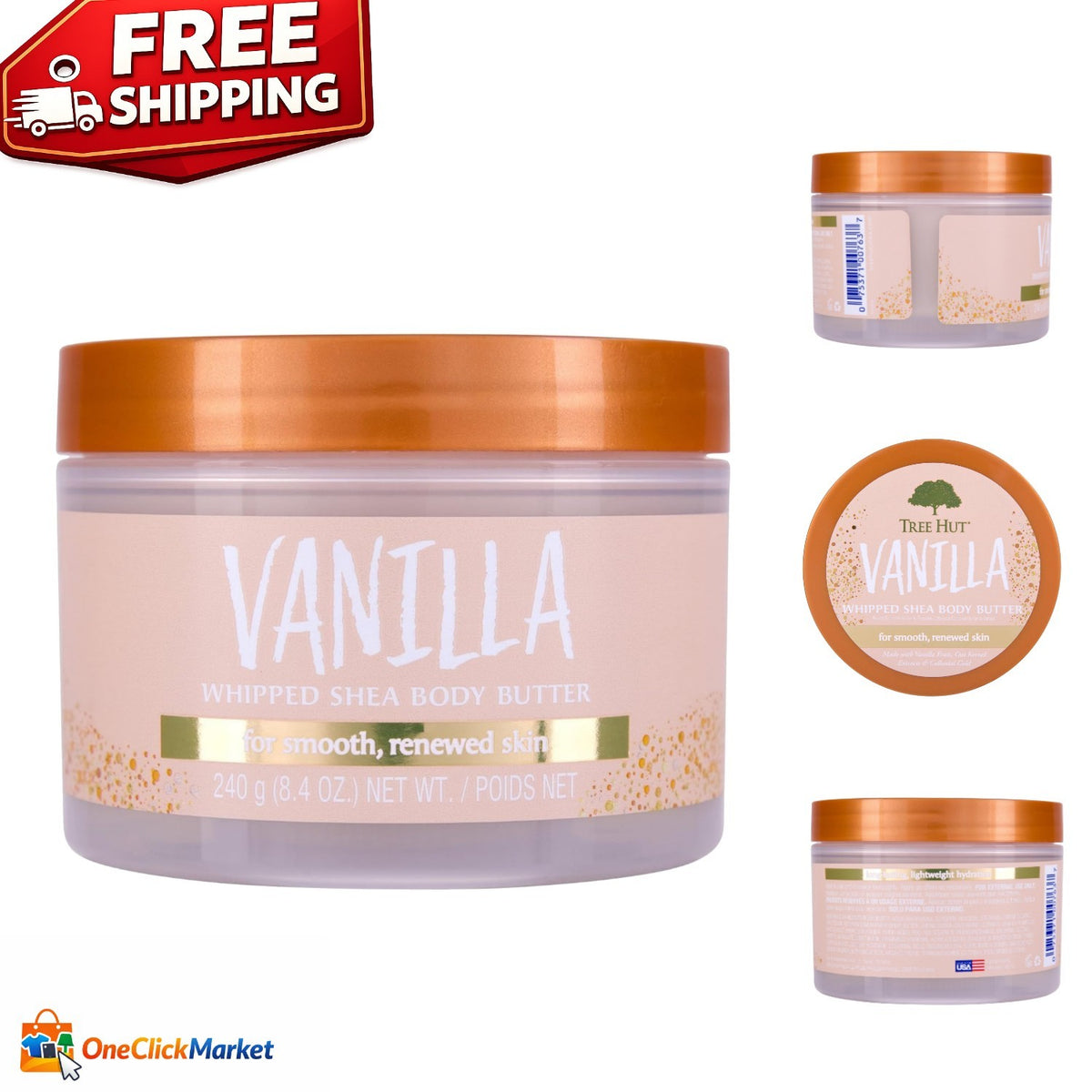 8.4 Fl Oz Whipped Body Butter with Shea & Vanilla - Hydration Softness