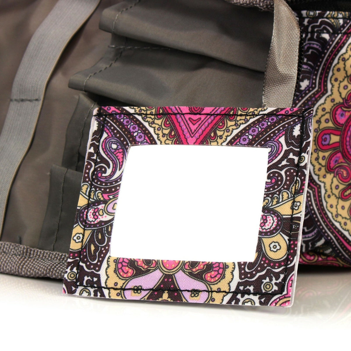 Small Cosmetic Bag with Mirror and Brush Holder - Travel Makeup Organizer