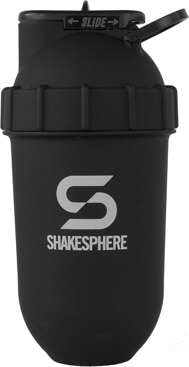 Protein Shaker Bottle 700ml Matte Black White Capsule Design BPA-Free
