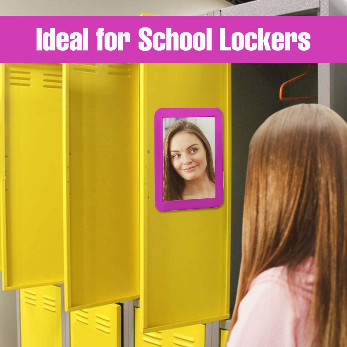 Magnetic Locker Mirror 5x7 Real Glass Navy Frame Portable Makeup & Grooming