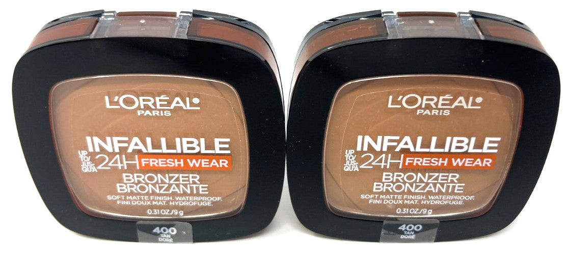 (2) Loreal Infallible 24H Fresh Wear Bronzer - Tan, Sealed Face Makeup