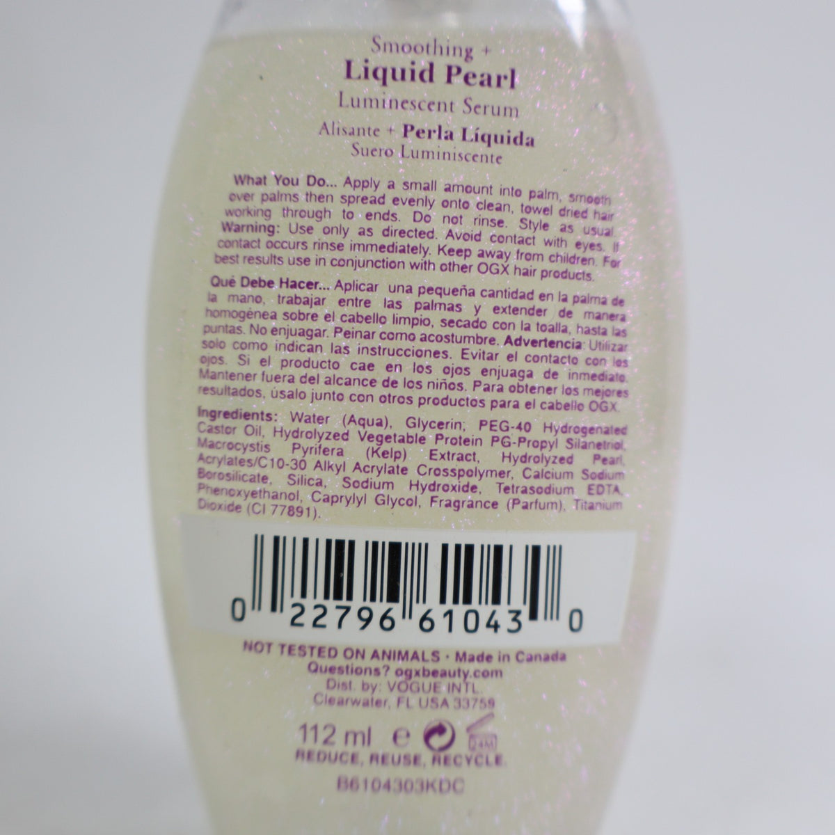OGX Smoothing Liquid Pearl Luminescent Hair Serum 3.8 Oz
