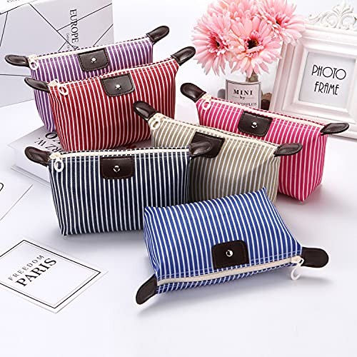 Travel Makeup Bag Set - Waterproof Nylon Cosmetic Organizer with Zipper, 2-Pack, Black & Red