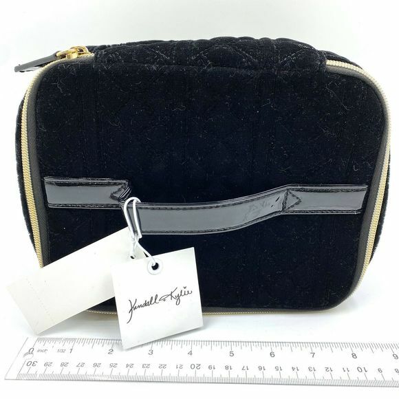 Black Velvet Vanity Case with Quilted Design and Gold Accents